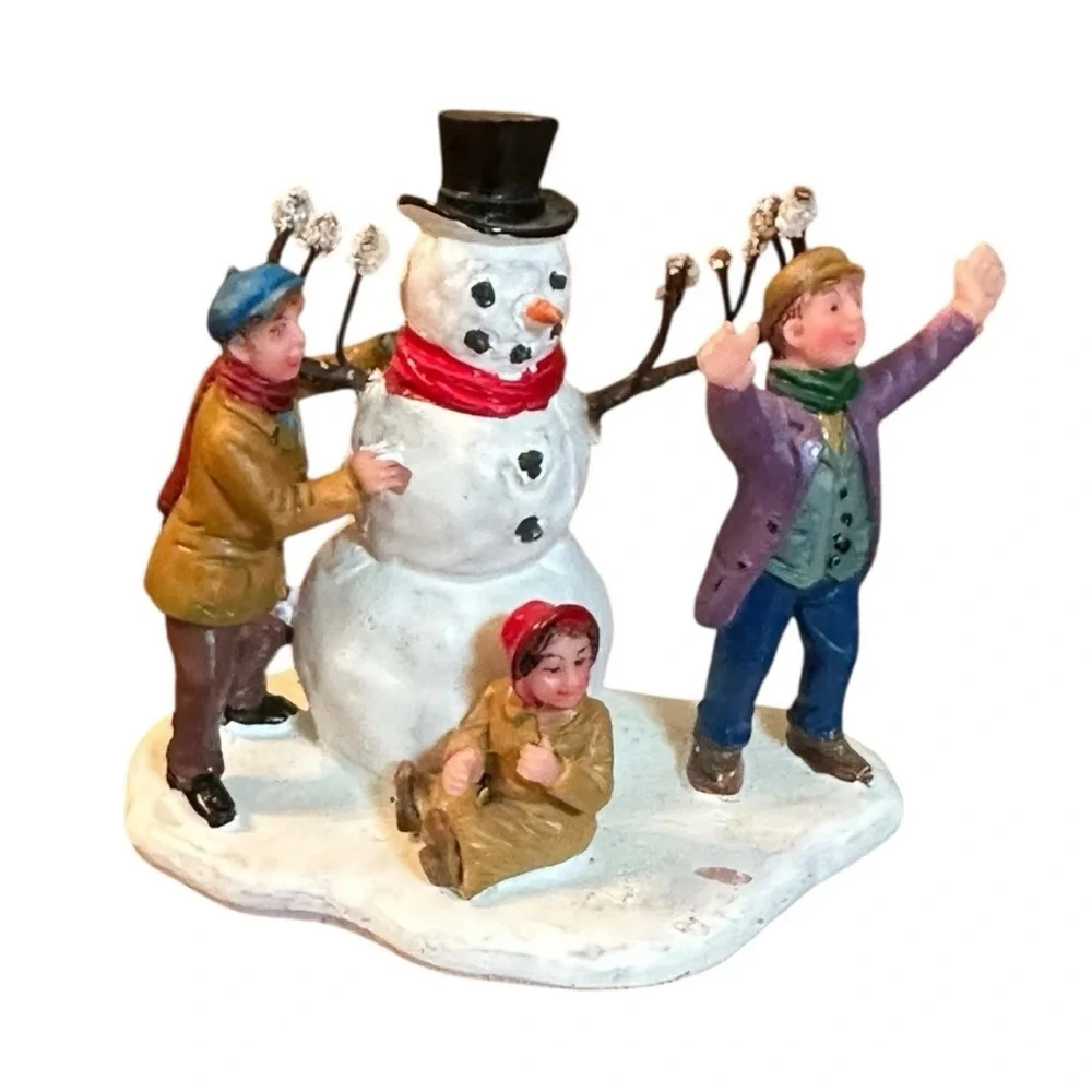 Lemax Christmas Village Kids Making Snowman Figurine 2.75 inches Wide X 2.5 Tall